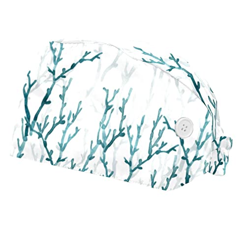 Chapeaux bouffants 2PCS ajustables avec bandeau anti-transpiration herbe de mer pour homme et femme