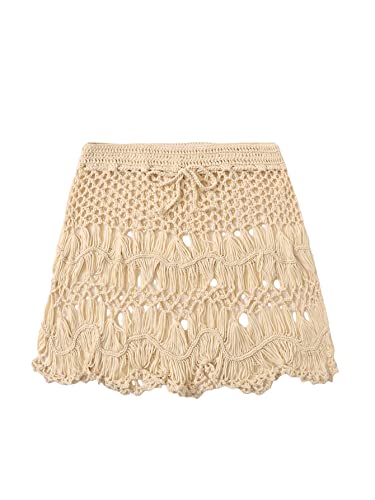 Image of Floerns Women's Bathing Suit Tie Waist Crochet Beach Cover Up Skirt