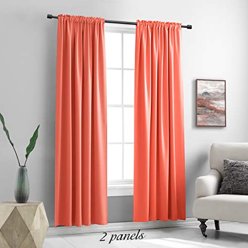 Image of DONREN Coral Blackout Curtains Rod Pocket Curtain Panels -Thermal Insulated Curtains for Living Room (42 W x 84 L Inch,2 Panels)