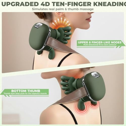 Image of VEZPAX Shoulder & Neck Massager with Heat, 4D Bionic Heated Neck Massager with Fingers Simulates a Real Palm Massage for Comfort, 3 Intensity Levels + 2 Heat Settings Relax Muscle Tension