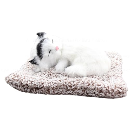 Image of FunBlast Cute Sleeping Cat Plush Toy with Meow Sound, Gift for Kids, Toy Accessories for Car Dashboard (White)