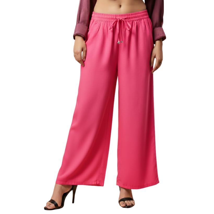 fuchsiabless Women Soft Breathable Viscose Rayon Flared Palazzo Pants Straight Wide Leg Relaxed Fit Daily Ethnic Kurti Palazzo Pant-picture-22