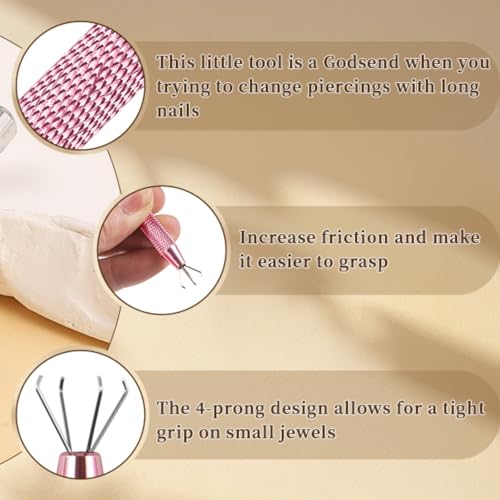 Piercing Ball Grabber Tool for Changing Jewelry - 16G 18G Flat Back Earring Insertion Applicator Tool Piercing Taper Changing Tool Ear Nose Lip Piercing Needle Kit Piercing Taper Insertion Removal Tool3