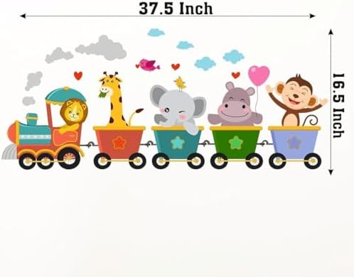 Animal Train Self-Adhesive Vinyl Wall Sticker for Wall Decoration (37.5inX16.5in)_S283