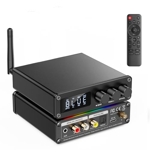 MOREGAX 5.1 Bluetooth Receiver with Remote Control, Audio Adapter for Home Stereo/Speakers, Headphones, TV, Supports RCA, 3.5 mm AUX, USB, TF Card, NFC