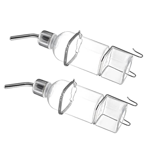 HANABASS 2Pcs Pet Water Feeder Hanging Drinking Bottle for Rabbits and Animals Durable and Easy to Smooth Surface for Pet Cages and Hydration Needs