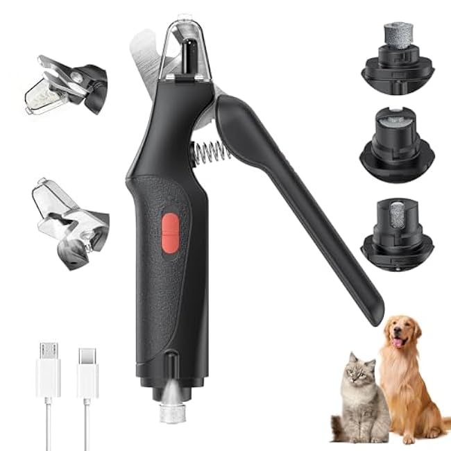 2 in 1 Dog Nail Clippers and Grinder with Lights & Cat Nail Clipper for Large Medium Small Dogs Cats Nail Trimmers USB Rechargeable with 2 LED Lights Dog Claw Care for Non-Black Nails-wphHr4MJ