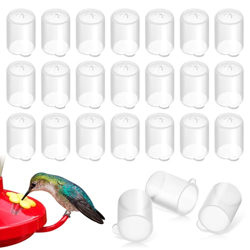 24 Pcs Bee Guards for Hummingbird Feeders Fits 1/4 Inch Feeder Ports Protect Nectar from Ants Bees Yellow Jackets & Wasps Hummingbird Feeder Replacement Parts Silicone UV