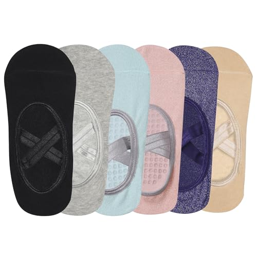 Image of Mint & Oak Pilates Socks with Grips for Women, Ankle Length Non-Slip Yoga Socks, Cotton Ideal For Yoga, Pilates, Gym, Workout, Cute Women's Gift