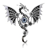 Vintage Punk Mechanical Flying Dragon Brooch for Women Enamel Flying Dragon Brooch Domineering Flying Dragon Brooch Personality for Men and Women Clothing Hat Bag Accessories (Grey)