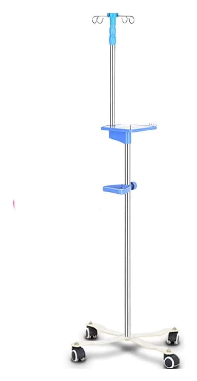 Soporte para Suero con Ruedas, intravenoso Soporte portátil，Ajustable de 4 Ganchos en Acero Inoxidable, para Hospital, Clínica y Uso Doméstico
