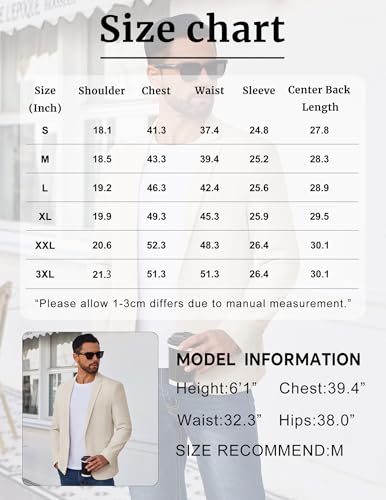 Veste costume un bouton homme chic veste décontractée légère blazer COOFANDY