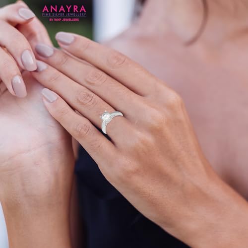 Image of 925 Sterling Silver Adjustable Ring for Women | Cubic Zirconia Solitaire Design | Open Size Finger Band | Fine Jewellery Gift for Girls, Wife, Girlfriend, Sister