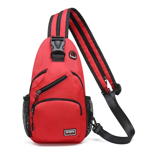 Image of Convertible Sling Bags for Women Men, Lightweight Crossbody Backpack Daypack Fit for 7.9 inch Tablet for Casual Travel Sport Hiking (Red)