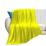 Soft Plush Throw Blanket Neon Yellow Solid Color...