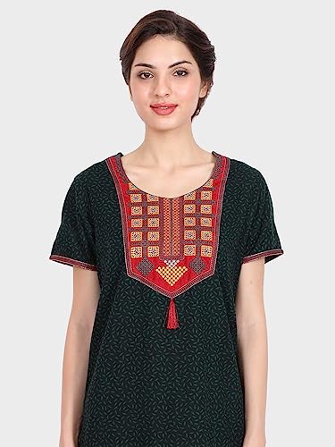 Image of Evolove Women's Cotton Long Maxi Night Gown Nighty Dress with Pocket, Super Soft Comfortable (LNG-Cotton-2)