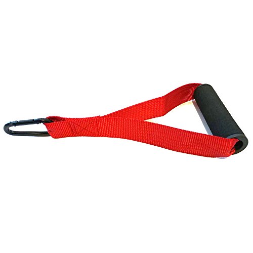 Fitness Maniac 2X D-Handles Fitness Strength Training Foam Grips D-Ring Stirrup Steel Hook Straps Handle Bodybuilding Home Gym Cable Machine Attachments Pull Up Exercise Equipment Red Pair #TOP5