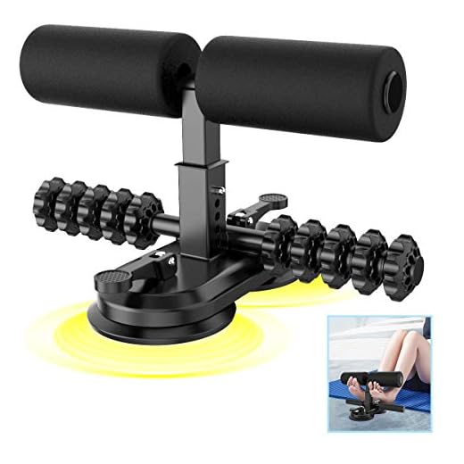AERLANG Sit Up Bar for Floor, Upgraded Sit Up Assistant Device with massage roller, Portable Sit-Up Exercise Bar with 2 Suction Cups, Adjustable Sit Up Equipment for Body Building for Home Work Travel