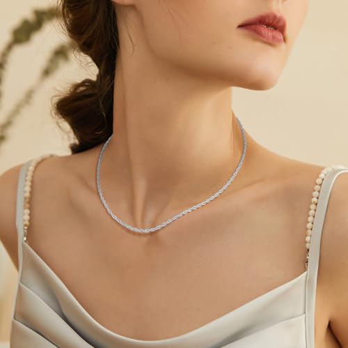 Italian Solid 18K Gold Over Sterling Silver Chain Necklace for Women, Hypoallergenic Gold Rope Chain for Women, 1.5mm/2.5mm Non Tarnish Women's Chain Necklaces 16 18 20 22 24 26 Inch4