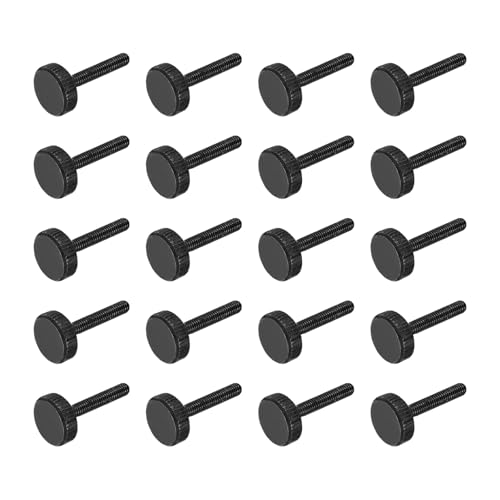 sourcing map Tornillos de pulgar moleteados M3 x 16 mm, tornillos de cabeza plana de acero negro chapados en zinc, pernos de cabeza moleteada métrica, perillas de agarre, sujetadores de rosca para
