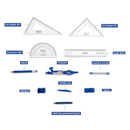 Image of DOMS ENGINEO GEOMETRY BOX AND MATHEMATICAL DRAWING INSTRUMENT (2 IN 1 CONVERTIBLE LEG JOINT)