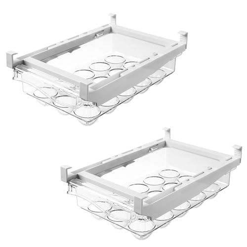 Oceano 2PZ Cassetto Frigorifero Estraibile Organizer per Ripiani Salvaspazio Universale Cassetti Estraibili Ordinati Organizzatori per Frigorifero Contenitore Frutta Verdura Portauova 30x20x9cm (BB)
