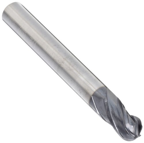 YG-1 EM210 Carbide Ball Nose End Mill, Coolant Through, TIALN Multilayer Finish, 30 Deg Helix, 4 Flutes, 7.125