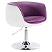 WOLTU 1x Taburete de Bar Sillas de Cocina con Reposabrazos Taburete Peluqueria Imitación Cuero Taburete Bajo Taburete de Trabajo Silla de Escritorio Violeta+Blanco BH42vlw