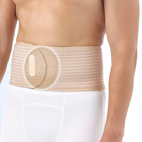 フロント装着型臍ヘルニアベルト、男女腹臍帯ヘルニア帯、取り外し可能なパッド付きで調節可能、切開ヘルニア、腹壁、上腹部、術後サポートベルト(Beige,Small)