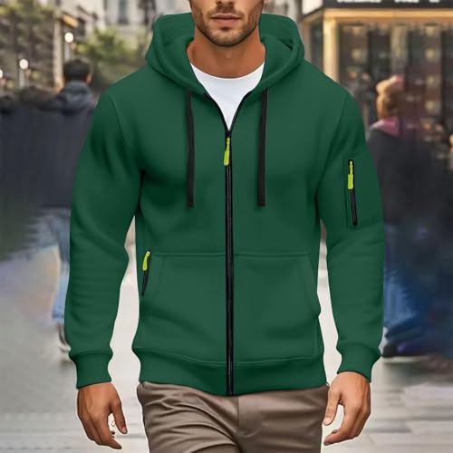 Zip up Hoodie Men Jacket Solid Color Sweatshirt Lightweight Casual Fall Coats Fleece Comfort Sweatshirts with pockets2
