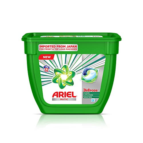 Image of Ariel Matic Front Load Detergent Washing Powder - 5kg Plus 3kg & Matic 3in1 PODs Liquid Detergent Pack 32 Count for Both Front Load and Top Load Washing Machines