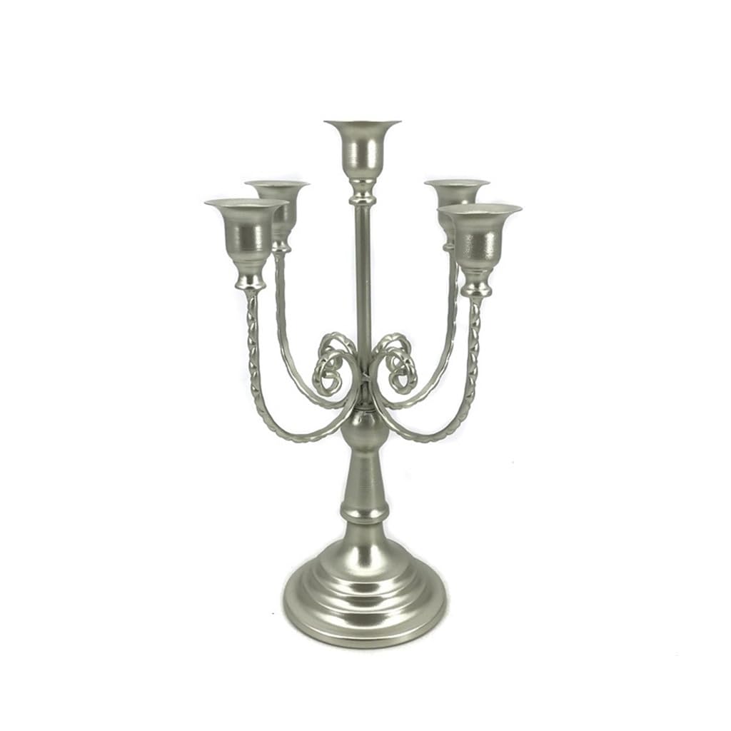 HTTGDGDH Silvery Vintage Metal European Candle Holder Ornament Decorative Candle Holder,Argento-Size