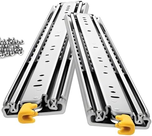 1 Pair 500 Lb Heavy Duty Drawer Slides with Lock 12 18 20 26 32 40 44 52 56 60 62 64 68 72 76 80 Inch Side Mount Full Extension Ball Bearing Rails Tool Box Runner(54 inch)