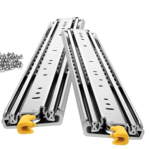 1 Pair 500 Lb Heavy Duty Drawer Slides with Lock 12 18 20 26 32 40 44 52 56 60 62 64 68 72 76 80 Inch Side Mount Full Extension Ball Bearing Rails Tool Box Runner(20 inch)