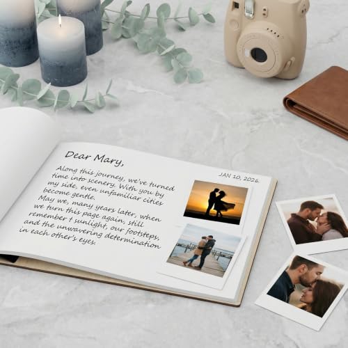 Álbum de Fotos de Madera 'Our Adventure Book' 6,9" × 10", Libro de Recuerdos para Viajes, Boda, Aniversario, Regalo para Pareja o Amigos miniatura 2