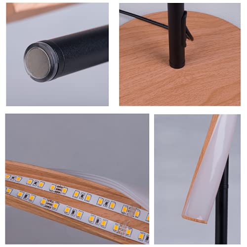 Floor Lamp , 51 Inchs Led Tall Lamp For Living Room , Modern Helix Design, Top Touch Control Dimmable, Standing Lamp For Bedrooms, Reading Room, Offices, Elegant Spiral Bright Light, 24W (Wood Grain) #TOP5