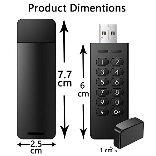 Encrypted USB Flash Drive, 32 GB Keypad Secure FIPS Certified Memory Stick, Military Grade Hardware U Disk with Password Protection, Personal USB 2.0 AES 256-bit Encryption