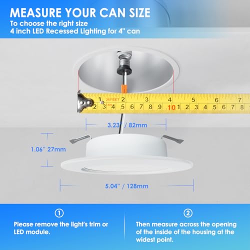 ANWIO Recessed Lighting 4 Inch, 16 Pack 5CCT Flat Retrofit LED Recessed Lights Can Needs, 2700/3000/4000/5000/6000K Selectable Can Lights 7W(85W Equivalent) CRI 80+ Dimmable E26 Base IC Rated & ETL by ANWIO - Image 3