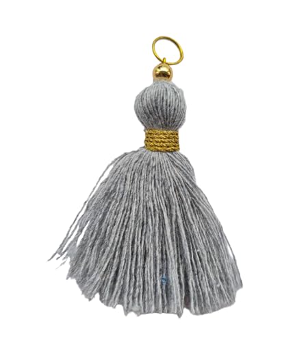 Image of Zippy Flora Micro 1.5 inch Length Cotton Handmade Tassels for Saree /Blouse /Dupatta /DIY /Decor (Pack of 12) (Grey)