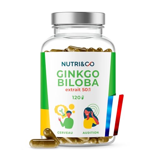 NUTRI & CO Ginkgo Biloba Extra Fort 6000mg - Extrait 50:1-120 gélules - Qualité Supérieure -...