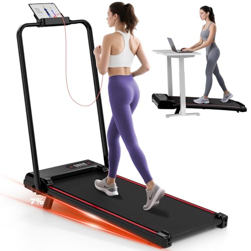 Dskeuzeew Tapis Roulant Elettrico Piehevole Inclinazione 7%, 3 IN 1 Walking Pad Tapis Roulant Extra...