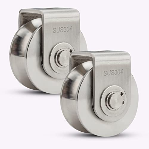 2Pack U Pulley Block 2 Inch 304 Stainless Steel Roller Wheel