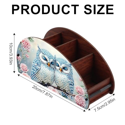 Image of Diamond Art Painting Organizer Box, DIY Owls and Flowers Design Special Shape Diamond Partial Mosaic Handmade Making Kit Organizer Box, Modern Home Dining Living Room Table Top Decor Art Decoration
