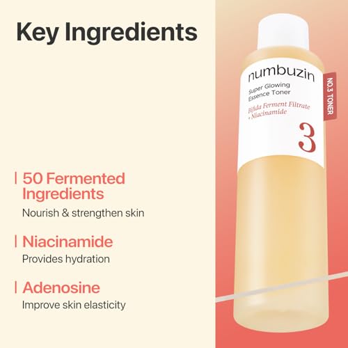 Image of numbuzin No.3 Super Glowing Essence Toner, Jumbo Szie, Fermented Toner for Skin Glow & Texture, Bifida, Niacinamide, Hydrating, Radiance-Boosting Essence, Fragrance-Free, 10.14 fl oz (300ml)