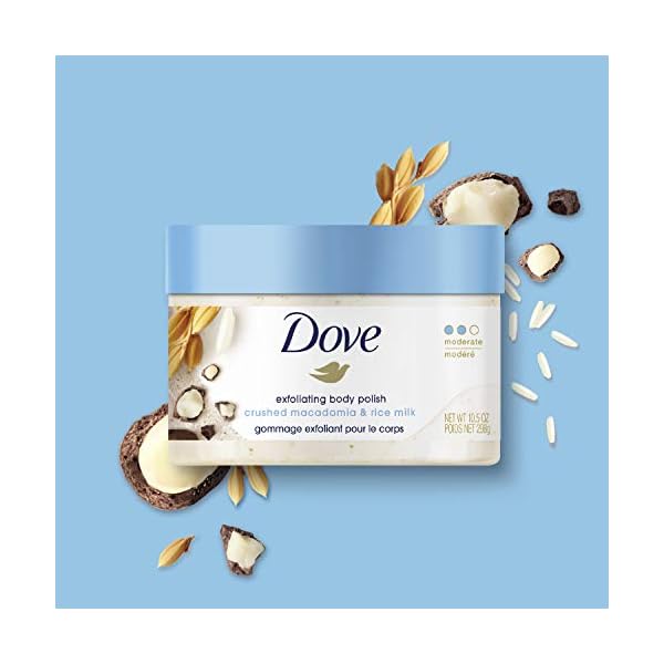 Dove-Exfoliating-Body-Polish-Scrub-Reveals-Visibly-Smoother-Skin-Macadamia-Rice-Milk-Body-Scrub-That-Nourishes-Skin-105-oz-4-Count Dove Exfoliating Body Polish Scrub Reveals Visibly Smoother Skin Macadamia & Rice Milk Body Scrub That Nourishes Skin, 10.5 oz, 4 Count