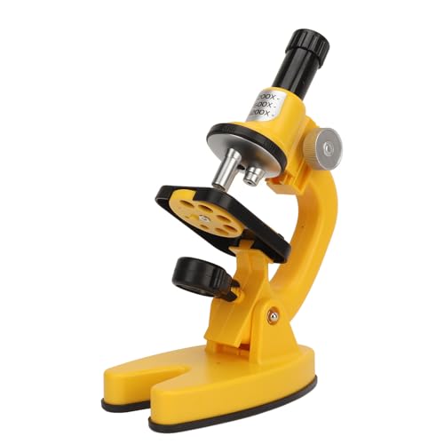 Beginner Microscope Kit, 1200x HD Optical Lens Smart Microscope for Kids, Obscure Unknown World with LED Light, Suitable for 8-12 Year Olds (Yellow)