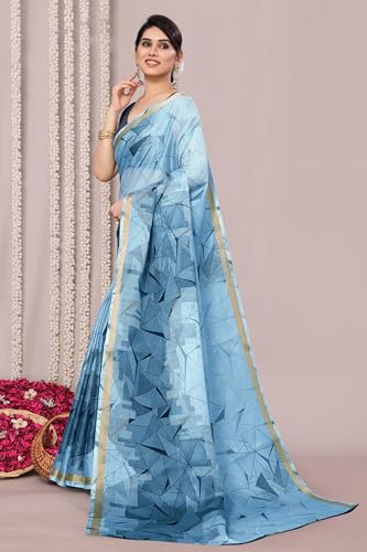 Image of MIRCHI FASHION Saree for Woman Cotton Blend Geometric Printed | Polished Professional Office Wear and Regular Daily Sari with Blouse Piece