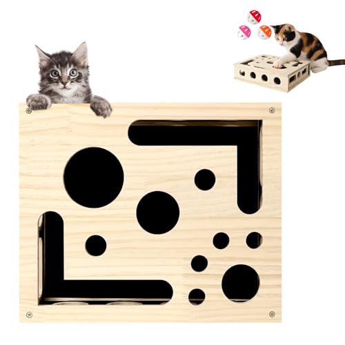 Movued Cat Scratch Puzzle Enrichment Box, Cat Nail File Box with Bell Ball & Sandpaper Inside, It's A Stress-Free Alternative to Trimming Your Nails