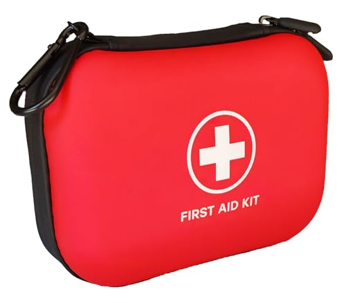 First Aid Kit 196 Piece Waterproof Hard Shell Portable Survival Kit for Home, Camping, Cars, Hiking, Travel, Outdoor, Adventure Emergency Medical Kits (Red)