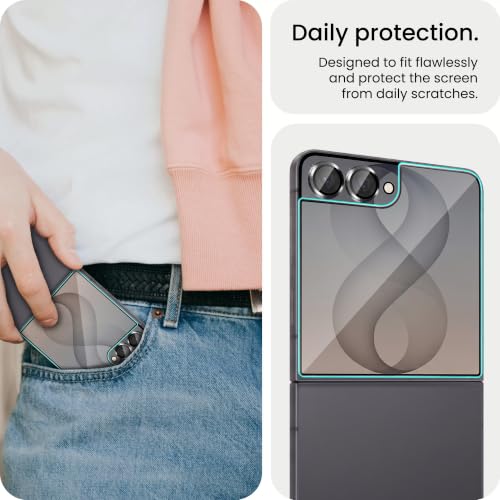 Image of FIRST MART Tempered Glass for Samsung Galaxy Z Flip 8 5G with Black Camera Ring Guard & Installation Kit | HD Clear Edge-to-Edge Screen Protector, Scratch Resistant, Case-Friendly | Pack of 1
